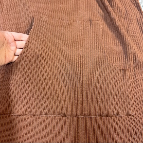 FREE PEOPLE BEACH Dress Womens Size Small Brown Phoenix Mini Ribbed Pocket - Picture 5 of 8
